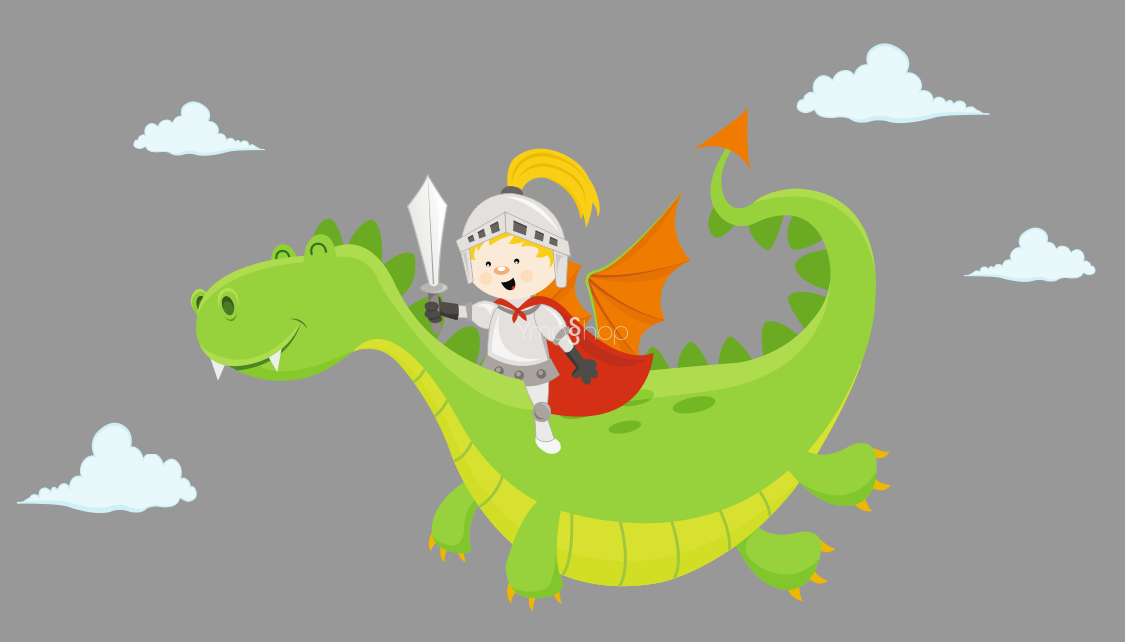 Vinilo de Dragón y Caballero