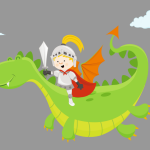 Vinilo de Dragón y Caballero